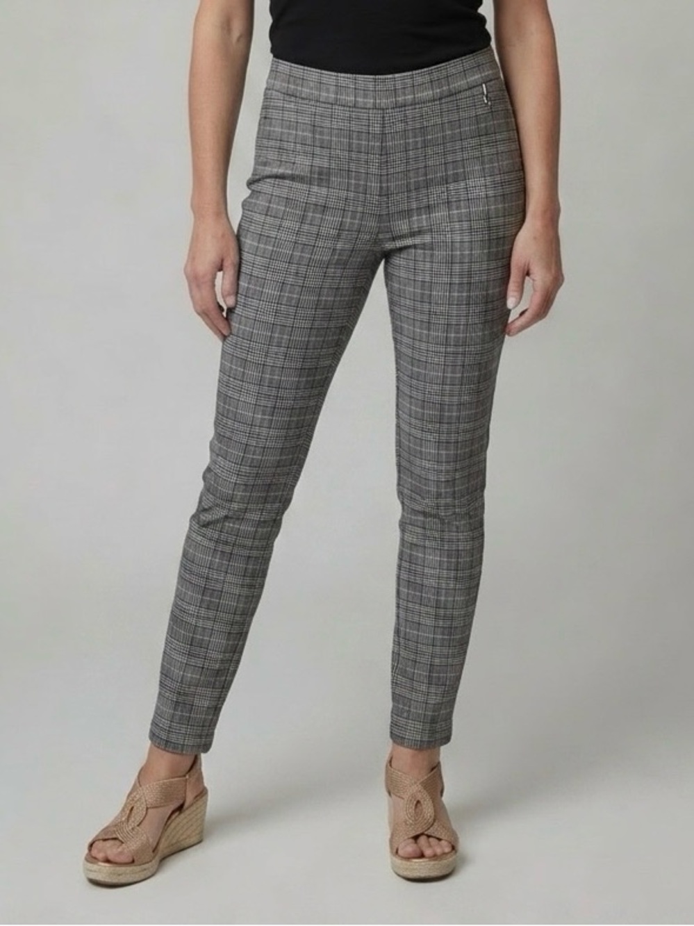 Slim Fit Gray Glen Plaid Dress Pants for Woman